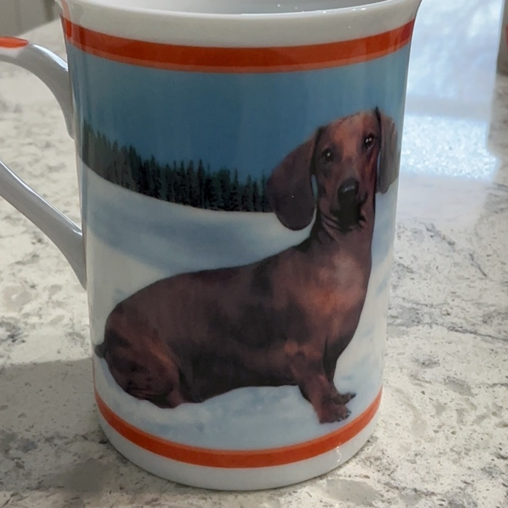 Danbury Mint Darling Dachshunds Decorative Collector’s Mug. Frosty Friends